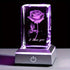 3D Laser Rose Crystal with Light Base Perfect Gift